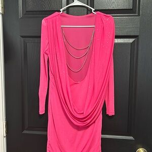 Pink Formal Dress with open back jewel drapes